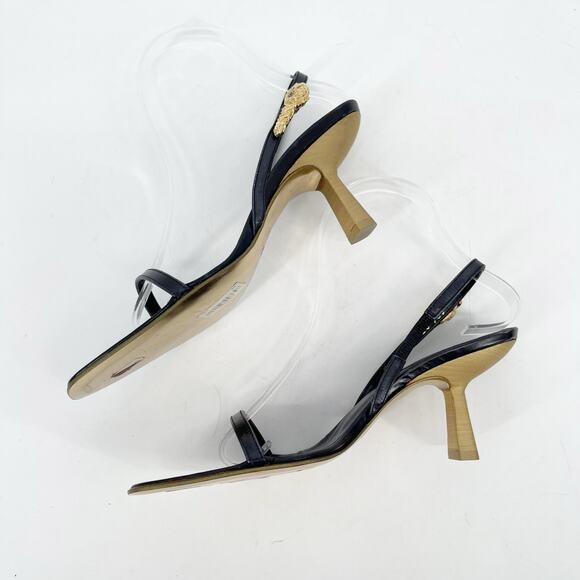 Vintage Gucci Black Leather Tiger Head Slingback Heeled Sandals size 7.5 - Picture 5 of 12